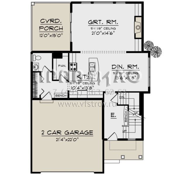 Проект двухэтажного дома с гаражом на две машины в современном стиле S5-202 (1020-00012)