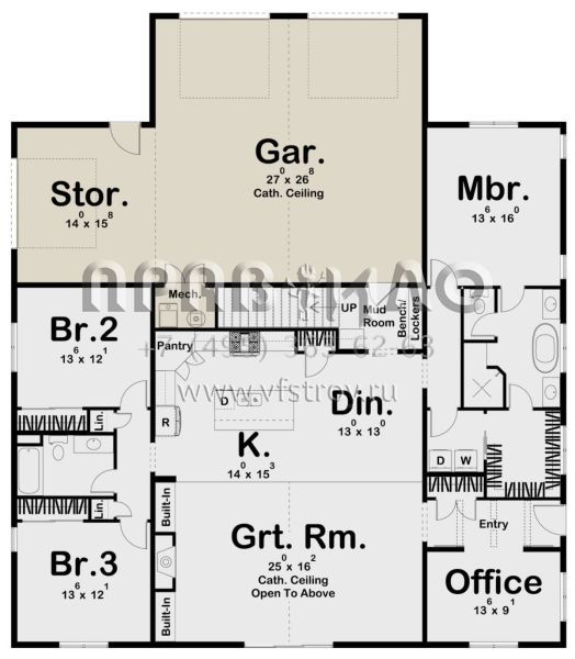 Проект двухэтажного дома с гаражом на три и более машин в стиле БарнХаус S5-261 (963-00625)