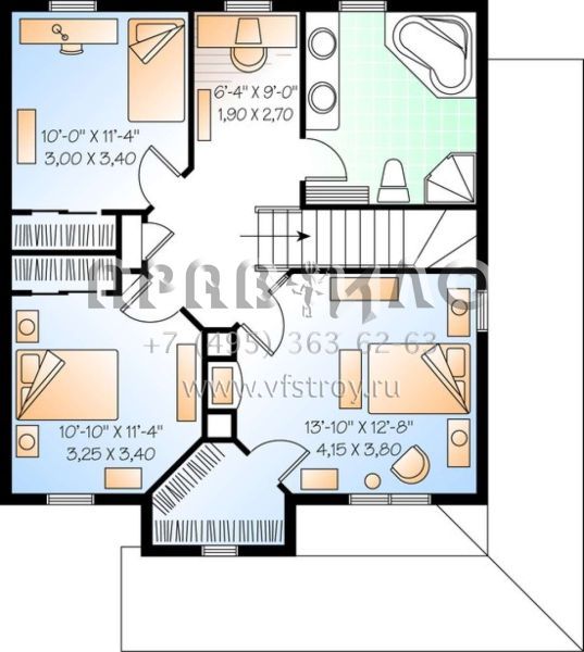 Проект двухэтажного дома без гаража в стиле Ранчо S5-156 (034-00444)