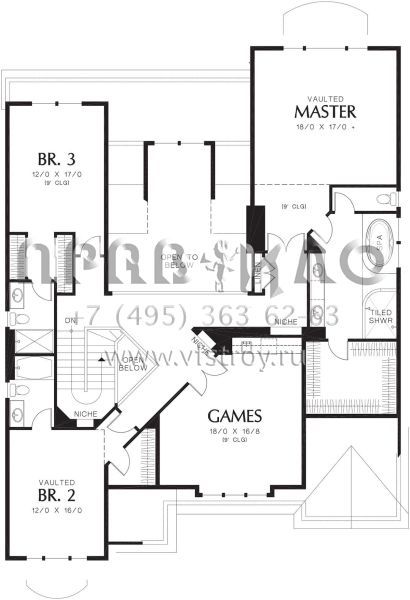 Проект двухэтажного дома с гаражом на три и более машин в английском стиле S5-374 (2559-00613)