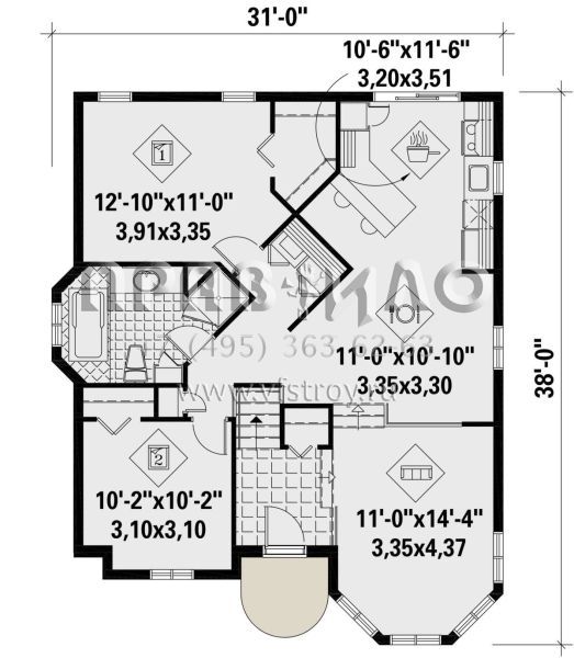 Проект одноэтажного дома без гаража в современном стиле S5-96 (6146-00433)
