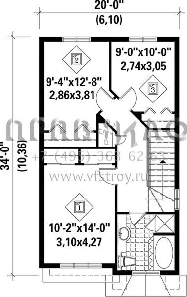 Проект двухэтажного дома с гаражом на одну машину в стиле Ранчо S5-163 (6146-00151)