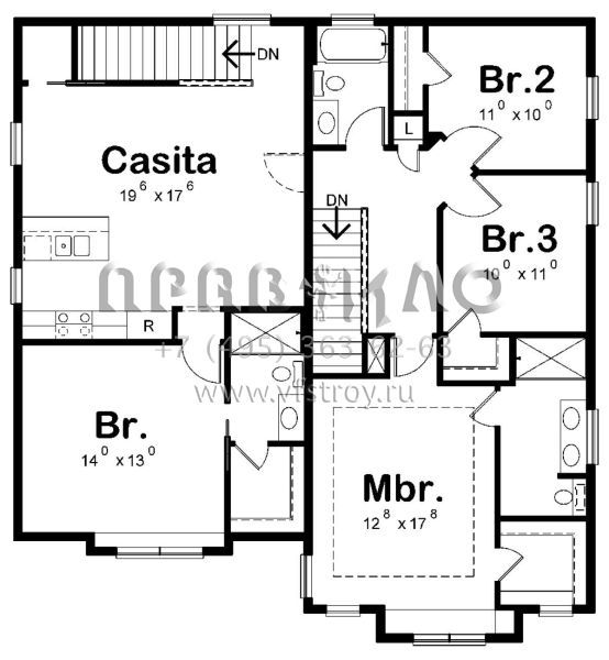 Проект двухэтажного дома с гаражом на две машины в американском стиле S5-233 (402-01570)