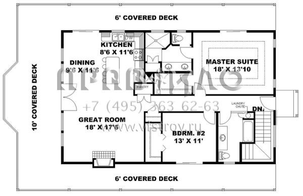 Проект одноэтажного дома с гаражом на две машины в стиле Шале S5-188 (039-00695)
