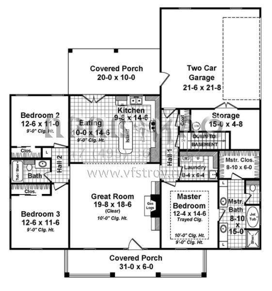 Проект одноэтажного дома с гаражом на две машины в стиле Ранчо S5-154 (348-00248)