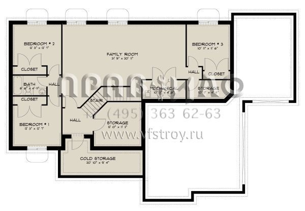Проект двухэтажного дома с гаражом на три и более машин в стиле Ранчо S5-233 (2802-00140)