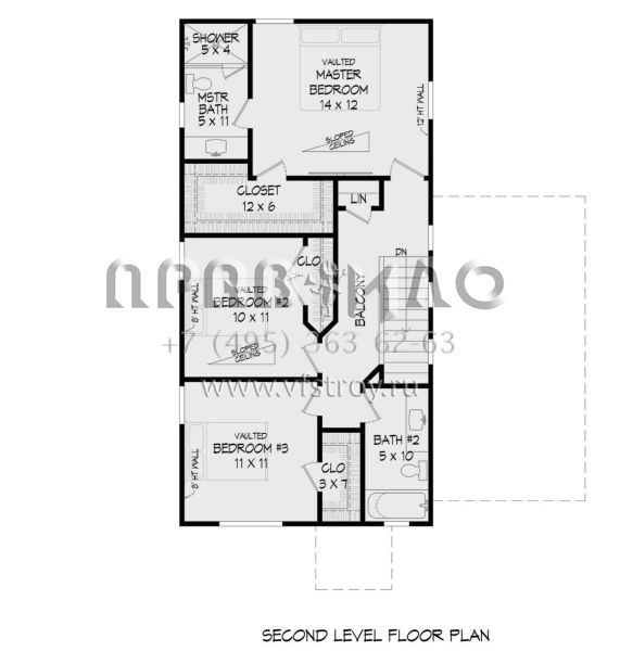 Проект двухэтажного дома с гаражом на одну машину в современном стиле S5-149 (940-00677)
