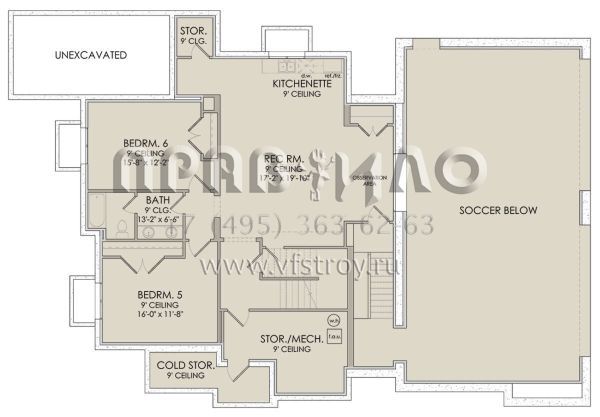 Проект двухэтажного дома с жилым подвалом и гаражом на четыре машины  S5-359 (6422-00030)