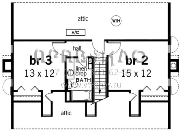 Проект двухэтажного дома с гаражом на две машины в стиле Ранчо S5-158 (048-00087)