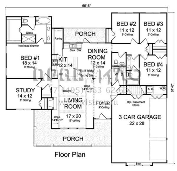 Проект одноэтажного дома с гаражом на три и более машин в современном стиле S5-210 (4848-00340)