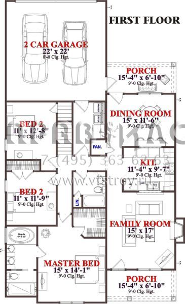 Проект одноэтажного дома с гаражом на две машины в американском стиле S5-151 (1070-00142)