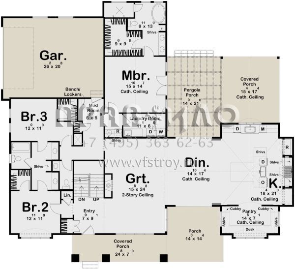 Проект двухэтажного дома с гаражом на две машины в английском стиле S5-301 (963-00829)