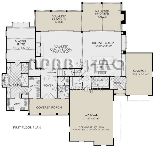 Проект двухэтажного дома с гаражом на три и более машин в стиле Ранчо S5-287 (8594-00416)