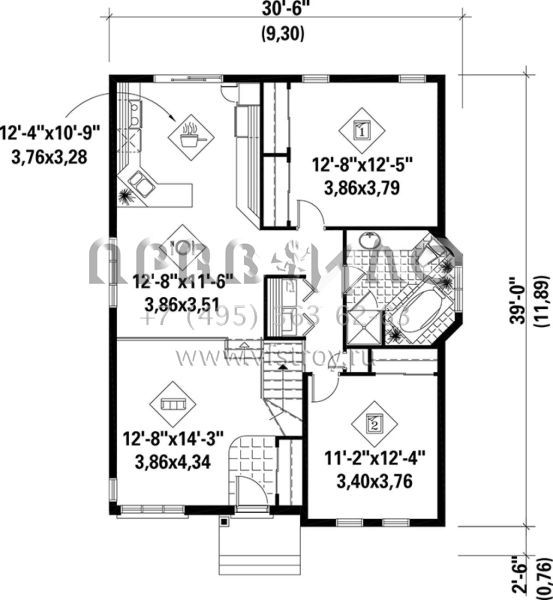 Проект одноэтажного дома без гаража в стиле Ранчо S5-105 (6146-00109)