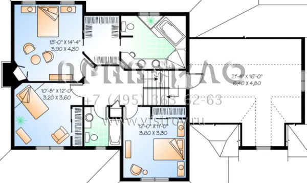 Проект двухэтажного дома с гаражом на две машины в стиле Ранчо S5-198 (034-00081)