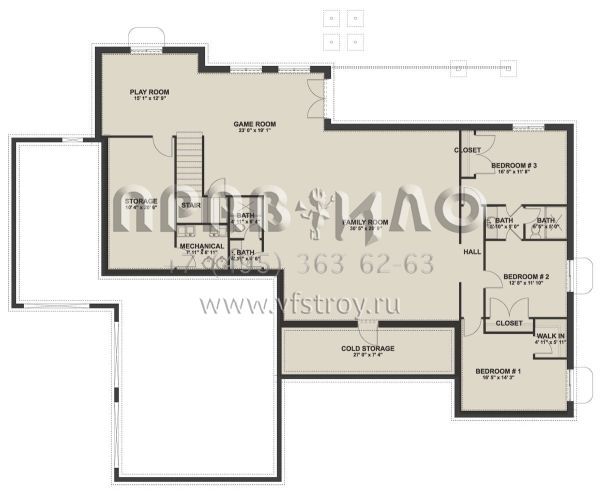 Проект одноэтажного дома с гаражом на три и более машин в стиле Ранчо S5-255 (2802-00141)