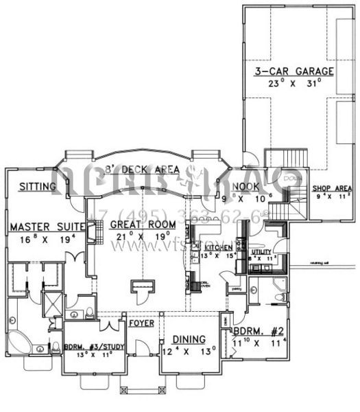 Проект двухэтажного дома с гаражом на три и более машин в современном стиле S5-225 (039-00468)