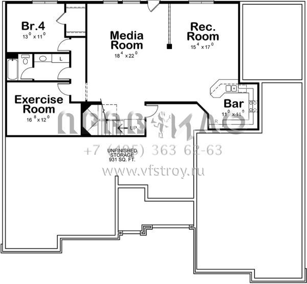 Проект одноэтажного дома с гаражом на три и более машин в английском стиле S5-241 (402-01529)
