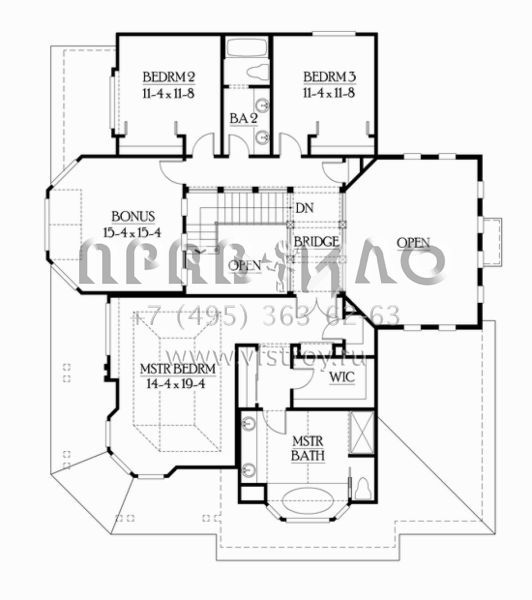 Проект двухэтажного дома с гаражом на три и более машин в стиле Ранчо S5-291 (341-00011)