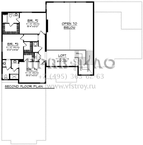Проект двухэтажного дома с гаражом на три и более машин в американском стиле S5-381 (1020-00081)
