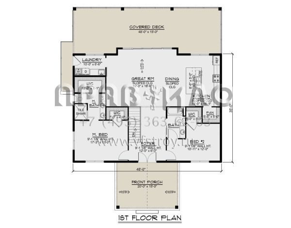 Проект одноэтажного дома без гаража в стиле Ранчо S5-156 (5032-00248)