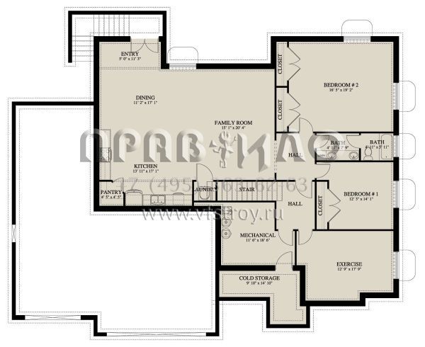 Проект одноэтажного дома с гаражом на две машины в стиле Ранчо S5-202 (2802-00055)