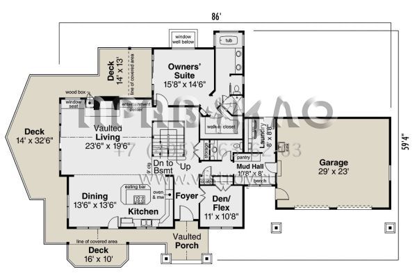 Проект двухэтажного дома с гаражом на две машины в американском стиле S5-294 (035-01047)