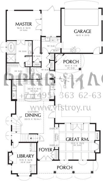 Проект двухэтажного особняка с гаражом на две машины S5-311 (2559-00549)