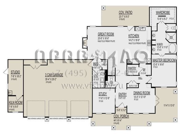 Проект двухэтажного дома с гаражом на три и более машин в американском стиле S5-248 (9300-00060)