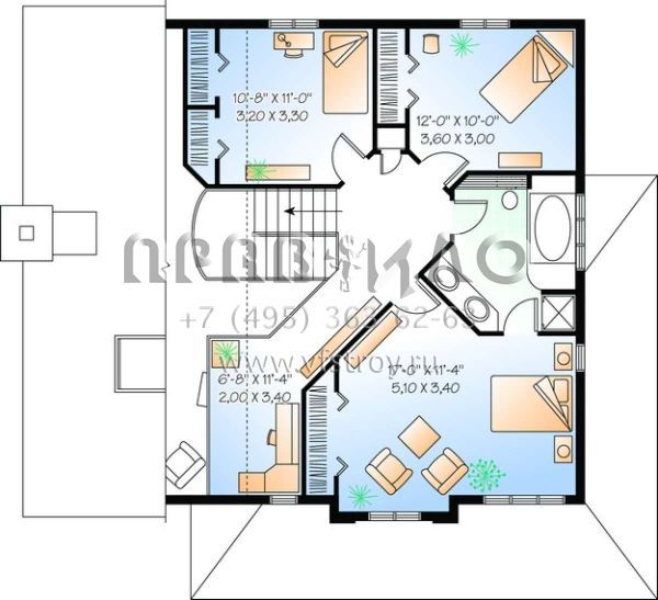 Проект двухэтажного дома с гаражом на одну машину в английском стиле S5-194 (034-00394)