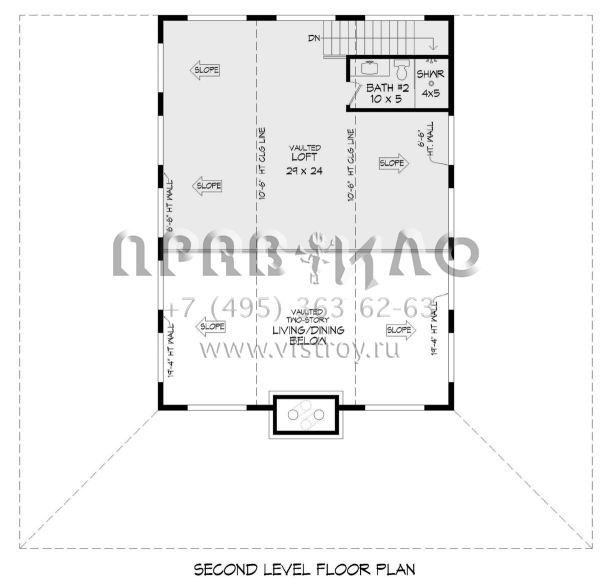 Проект двухэтажного дома без гаража в стиле Ранчо S5-269 (940-00654)