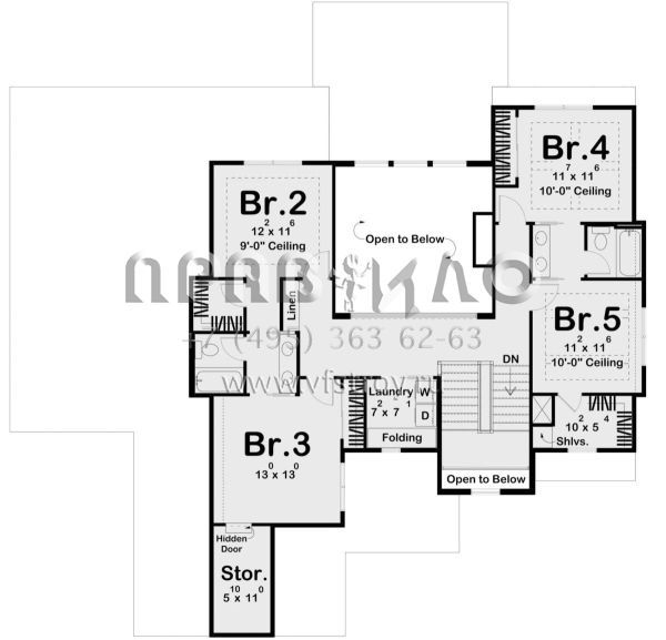 Проект двухэтажного дома с гаражом на три и более машин в современном стиле S5-269 (963-00861)