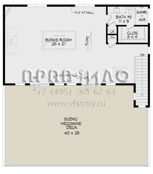 Проект трехэтажного дома без гаража в современном стиле S5-493 (940-00900)