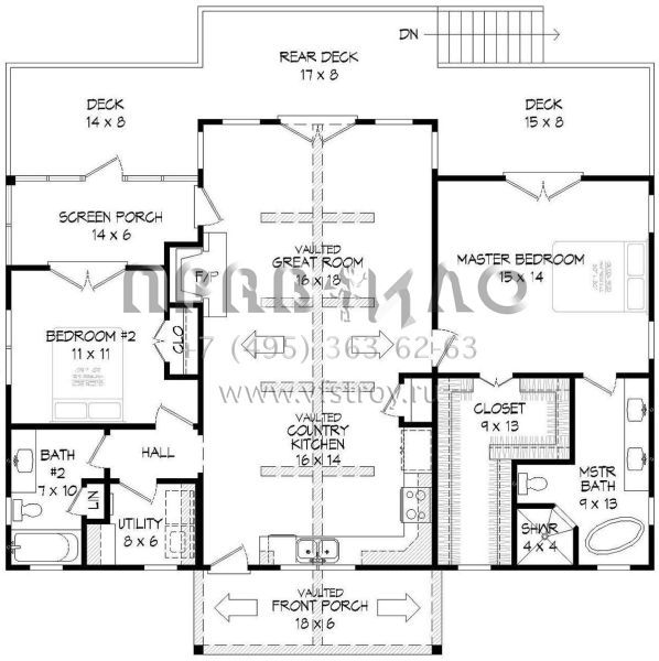 Проект одноэтажного дома без гаража в современном стиле S5-118 (940-00077)