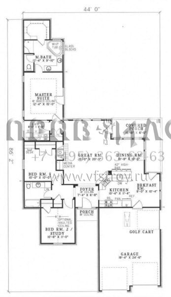 Проект одноэтажного дома с гаражом на две машины в стиле Ранчо S5-149 (110-00155)