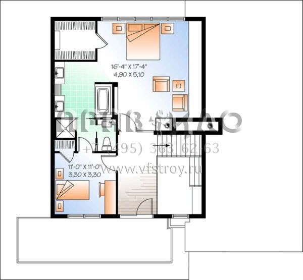 Проект двухэтажного дома с гаражом на одну машину в современном стиле S5-297 (034-00758)