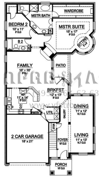 Проект двухэтажного дома с гаражом на две машины в стиле Ранчо S5-266 (5445-00037)