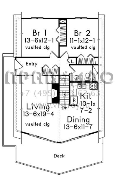 Проект одноэтажного дома без гаража в стиле Шале S5-168 (5633-00320)