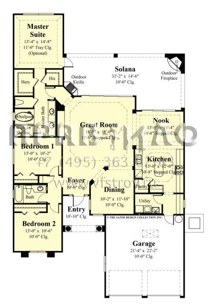 Проект одноэтажного дома с гаражом на две машины в прибрежном стиле S5-178 (8436-00042)