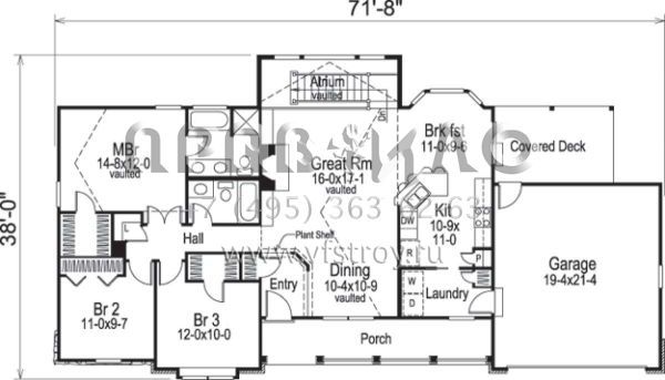 Проект одноэтажного дома с гаражом на две машины в стиле Ранчо S5-142 (5633-00146)