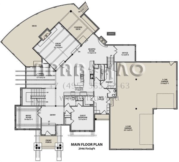 Проект двухэтажного дома с гаражом на три и более машин в американском стиле S5-480 (5631-00078)