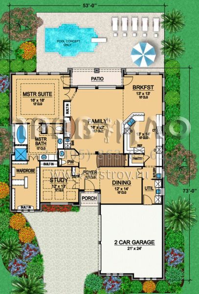 Проект двухэтажного дома с гаражом на две машины в современном стиле S5-283 (5445-00050)