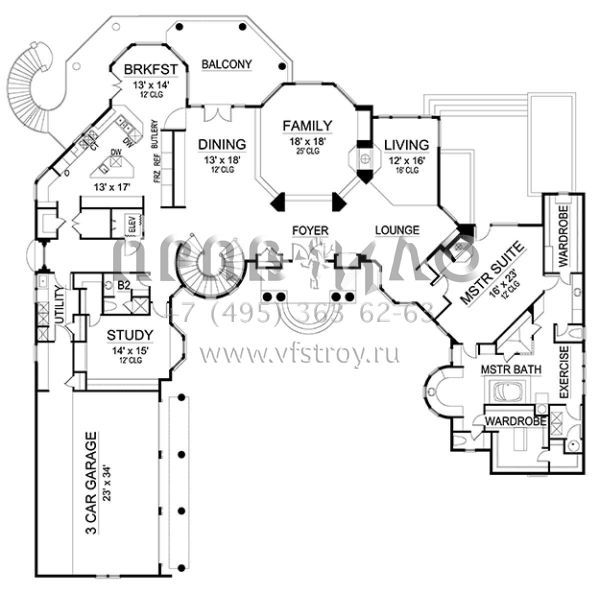 Проект трехэтажного дома с гаражом на три и более машин в современном стиле S5-549 (5445-00244)