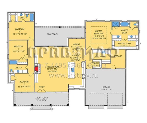 Проект одноэтажного дома с гаражом на две машины в стиле Ранчо S5-213 (9279-00038)