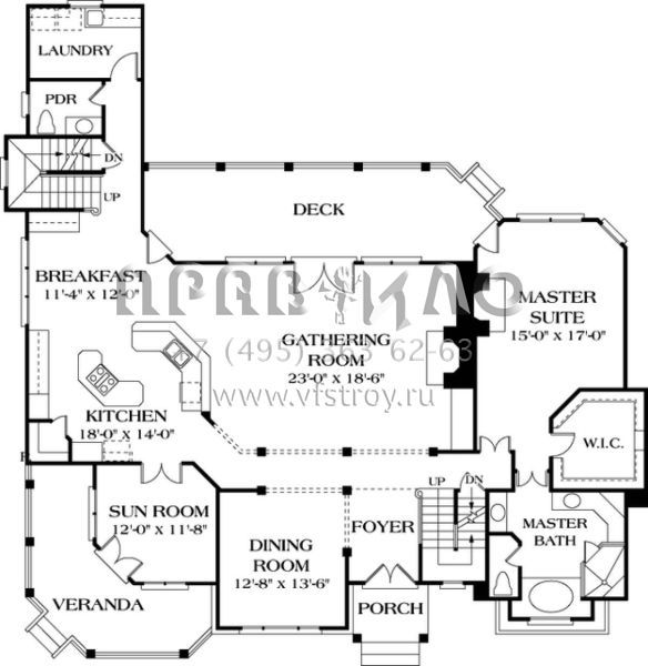 Проект двухэтажного дома с гаражом на три и более машин в стиле Ранчо S5-421 (3323-00376)