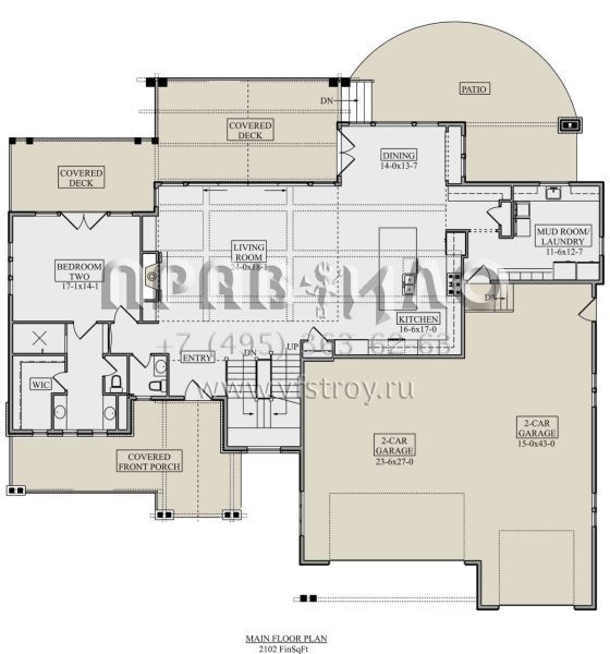 Проект двухэтажного дома с гаражом на три и более машин в американском стиле S5-360 (5631-00103)