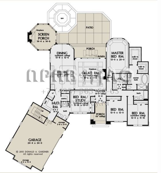 Проект одноэтажного дома с гаражом на две машины в стиле Ранчо S5-219 (2865-00167)