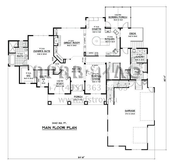 Проект двухэтажного дома с гаражом на три и более машин в американском стиле S5-396 (098-00034)
