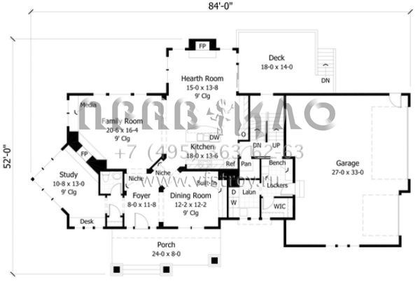 Проект двухэтажного дома с гаражом на три и более машин в американском стиле S5-308 (098-00025)
