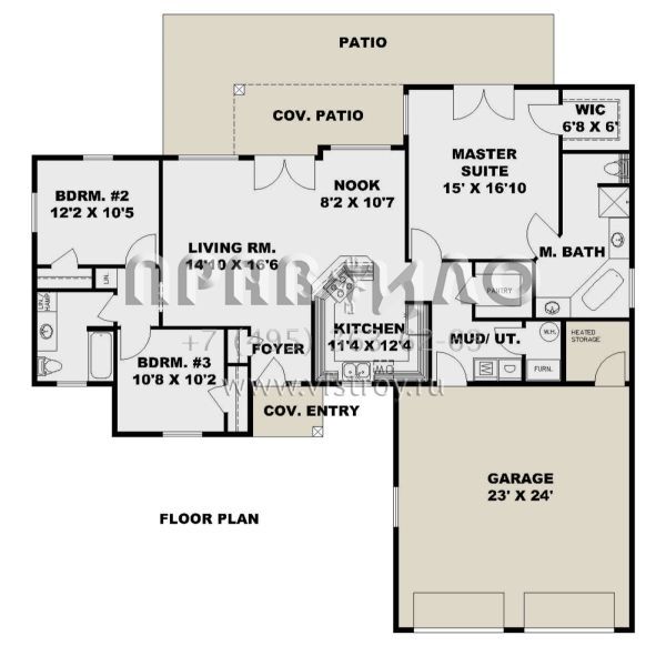 Проект одноэтажного дома с гаражом на две машины в стиле Ранчо S5-146 (039-00712)